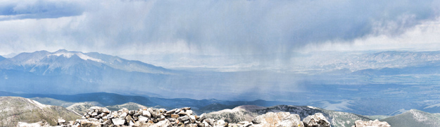 Panoramic photograph of the view from the summit of Mount Ouray for Peter Free review of the hike up the peak.